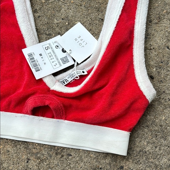 NWT! ZARA Red and White Bra/crop top - Picture 4 of 4